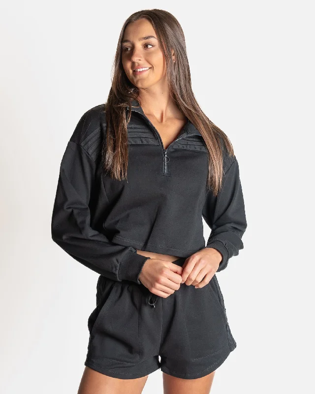 Trendy Yoga Outfits At Budget-Friendly Prices Leisure Quarter Zip - Black (Final Sale) Trendy Yoga Outfits At Budget-Friendly Prices Leisure Quarter Zip - Black (Final Sale)