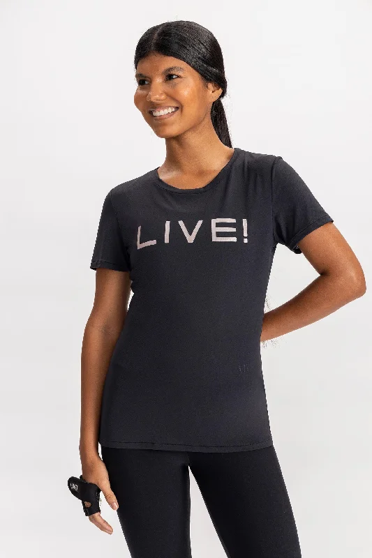 Lightweight, Breathable Yoga Wear At Special Prices LIVE! Holographic Basic T-Shirt