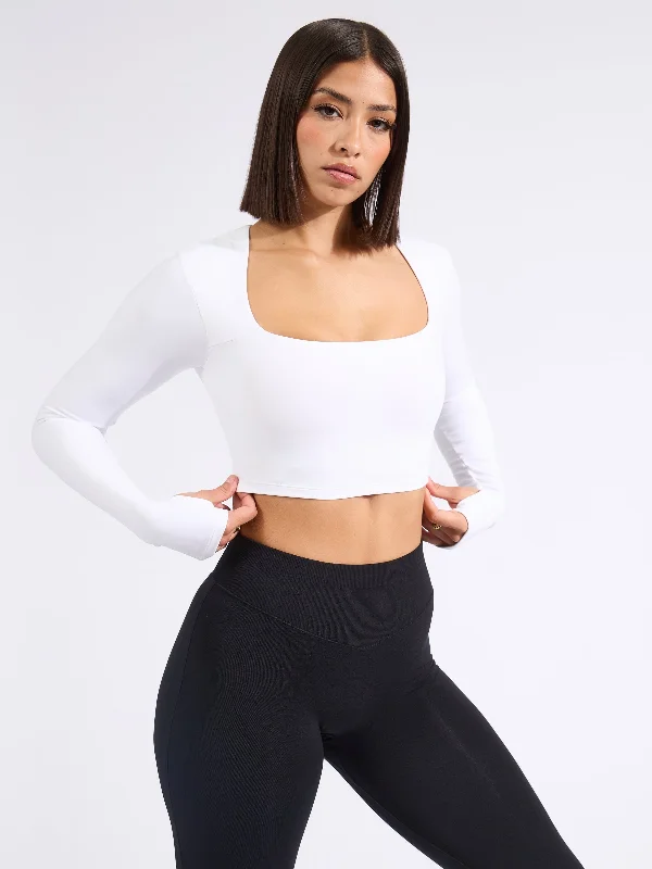 Yoga Wear That Moves With You At Lower Prices Long Sleeve Butter Crop - White