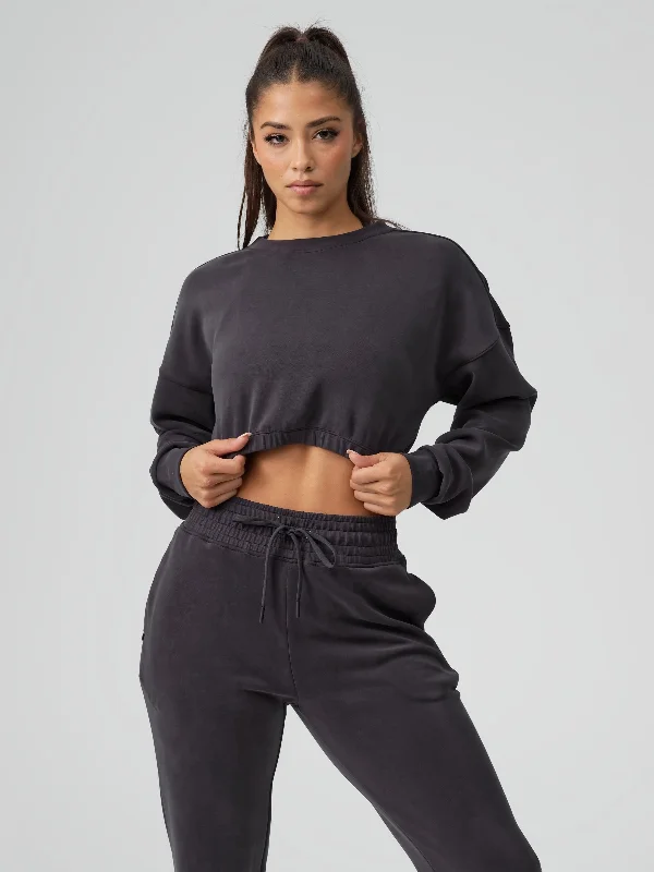 Premium Yoga Wear At Special Discounts Luxe Long Sleeve Crop - Black