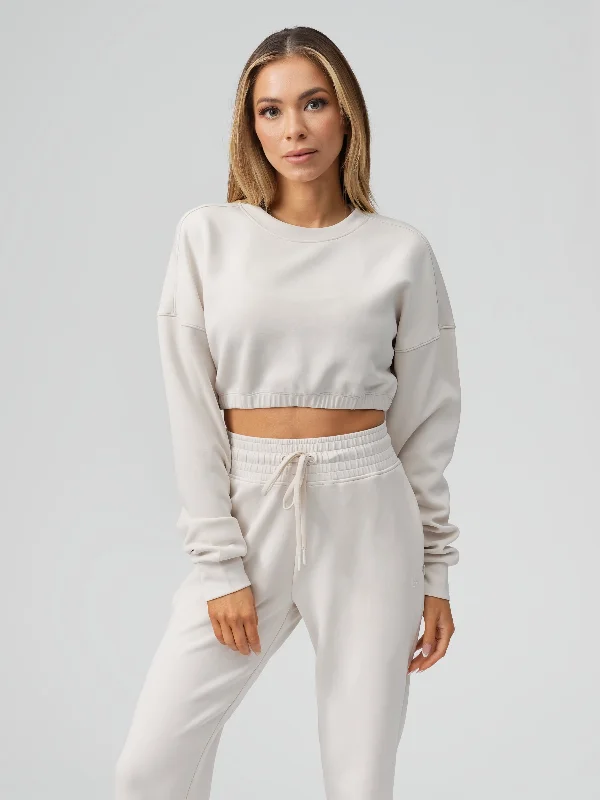Yoga Wear At Unbeatable Prices Luxe Long Sleeve Crop - Eggshell