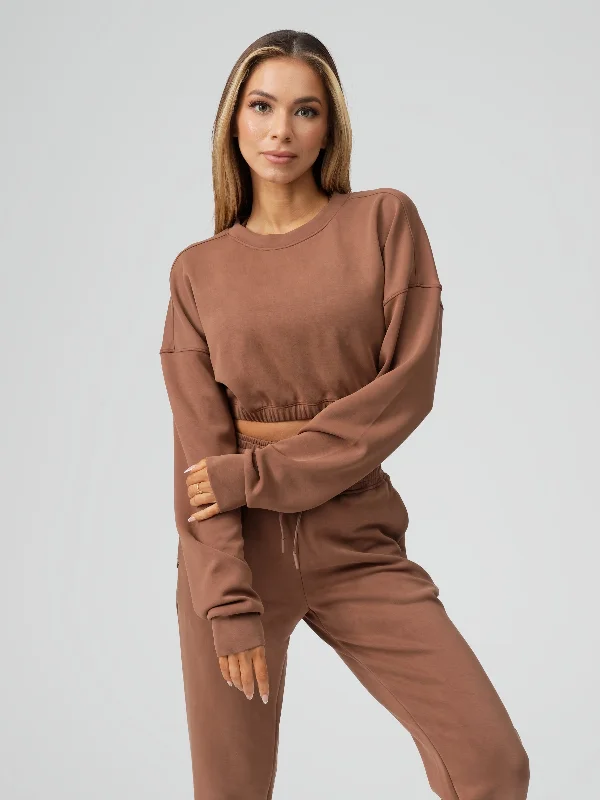 High-Quality Yoga Clothing At Budget-Friendly Prices Luxe Long Sleeve Crop - Cocoa