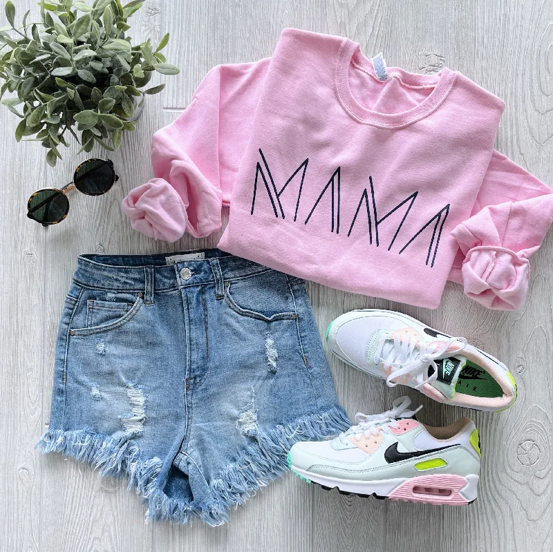 Find Your Perfect Fit With Discounted Yoga Outfits Mama Line Print• Pink Pullover