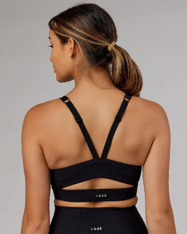 Sweat In Style With Yoga Clothing Discounts Momentum Ribbed Sports Bra - Black