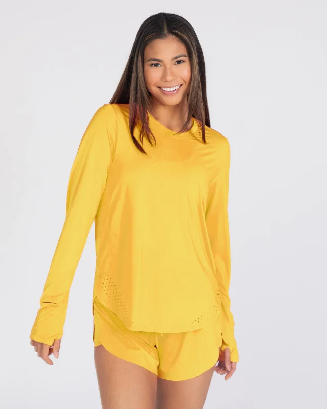Breathe Easy In Comfortable Yoga Outfits Sunny Days UPF Long Sleeve - Sunbeam