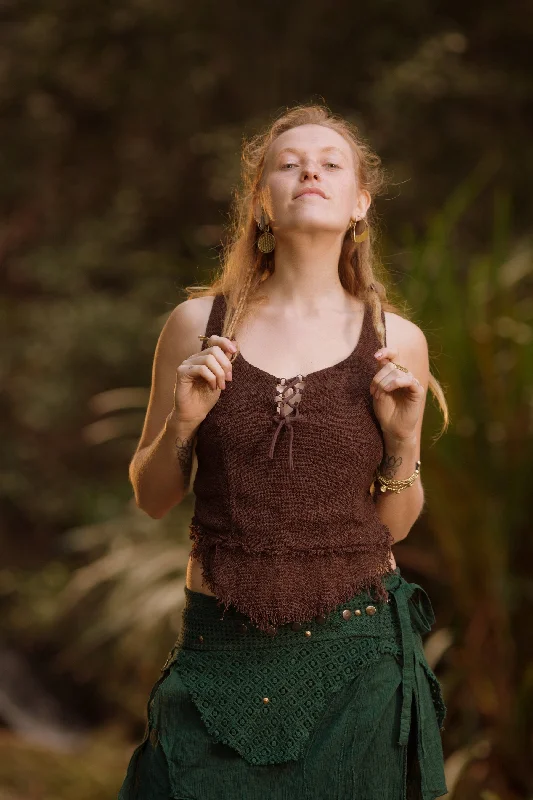 The Yoga Wear Sale You’Ve Been Waiting For Raw Woven Open Back Top - Brown