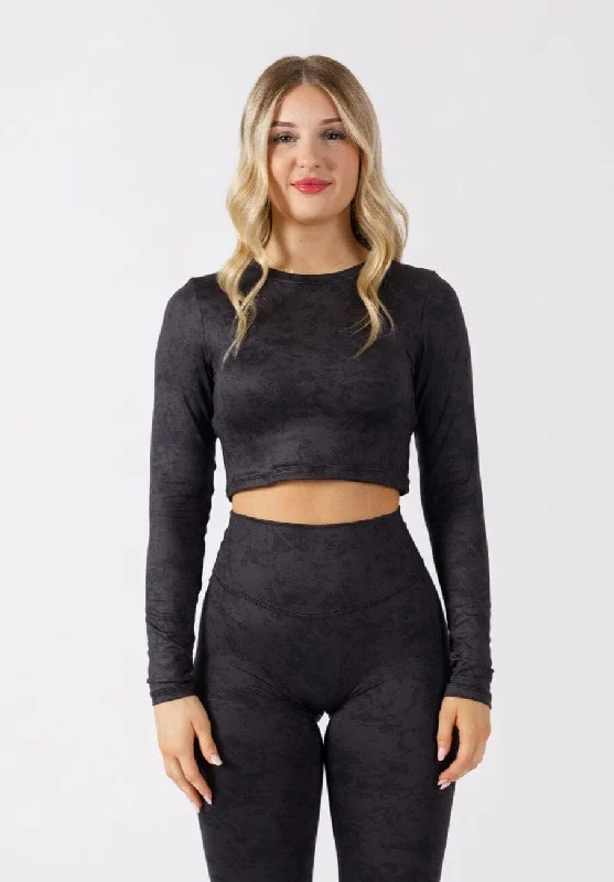 Yoga Wear That Moves With You At Lower Prices Reluna™ Long Sleeve Crop Obsidian