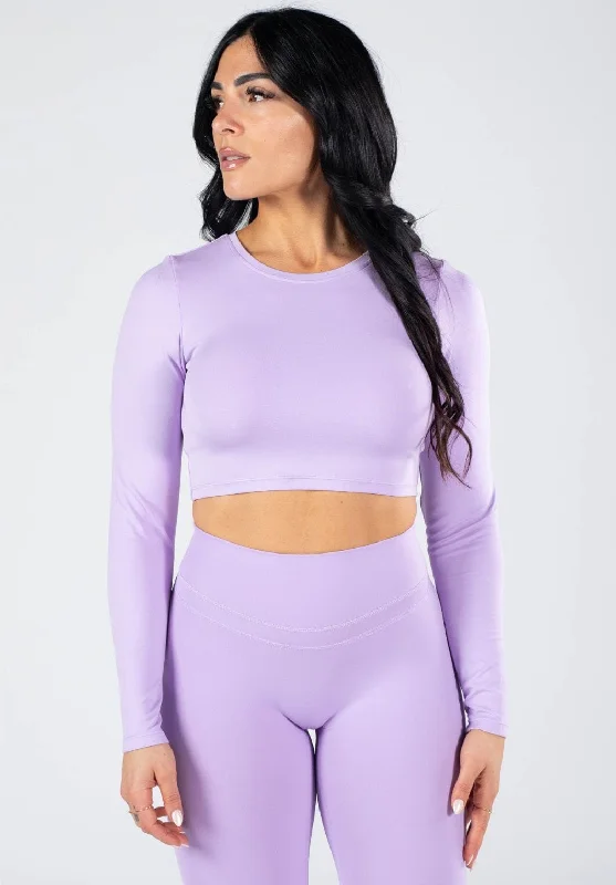 Breathe, Stretch, And Save On Yoga Apparel Reluna™ Long Sleeve Crop Violet Sky