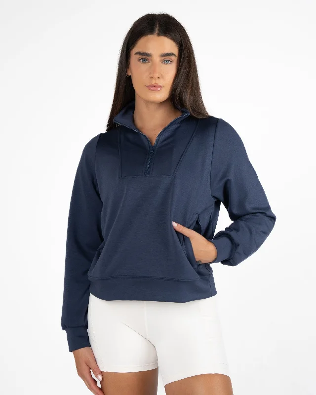 Move Freely With Premium Yoga Clothes At Great Prices Soft Scuba Quarter Zip - Light Navy