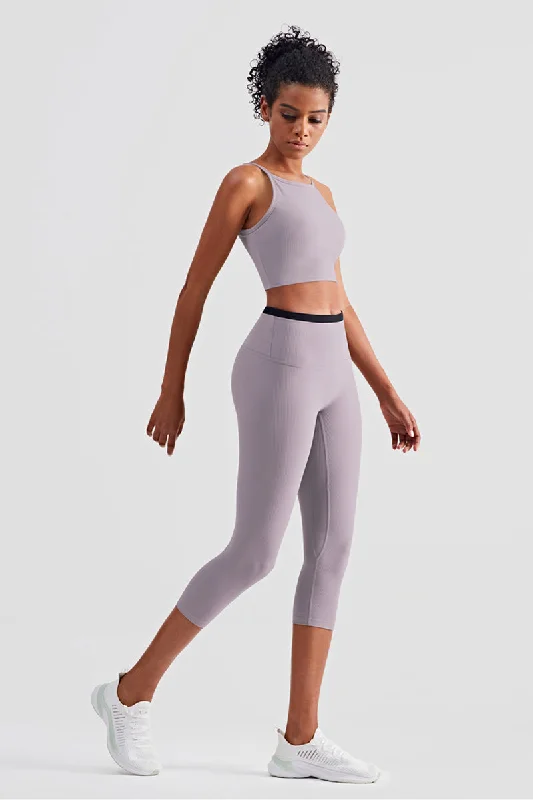 Performance Meets Savings In Our Yoga Wear Sale Ribbed Bra Top & Capri Legging Activewear Sets