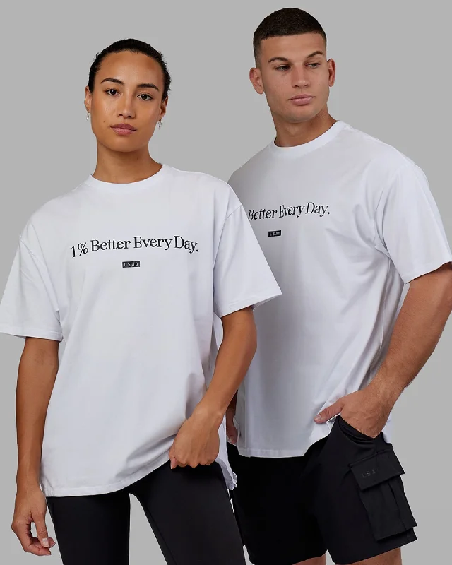 The Best Yoga Clothing At The Best Prices Unisex 1% Better FLXCotton Tee Oversize - White The Best Yoga Clothing At The Best Prices Unisex 1% Better FLXCotton Tee Oversize - White