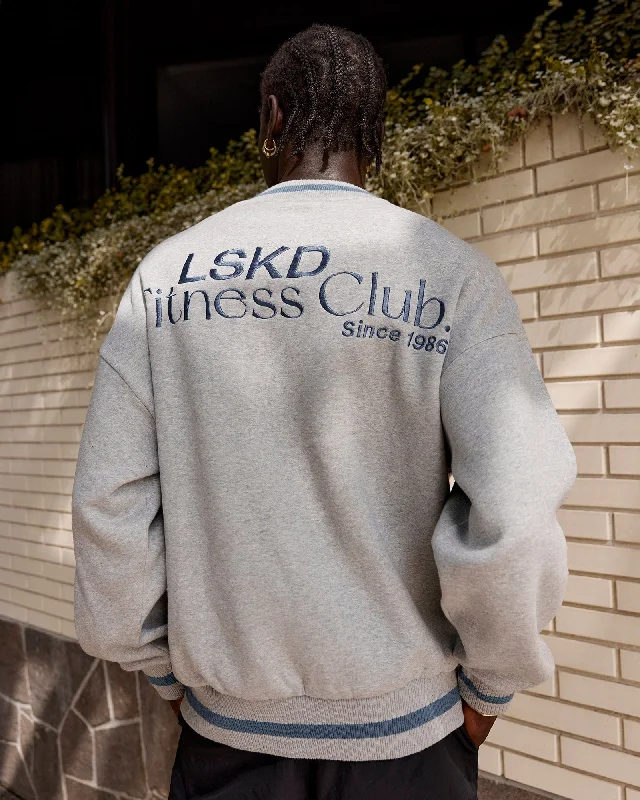 Your Yoga Wardrobe, Upgraded For Less Unisex Fitness Club Sweater Oversize - Lt Grey Marl-Elemental Blue