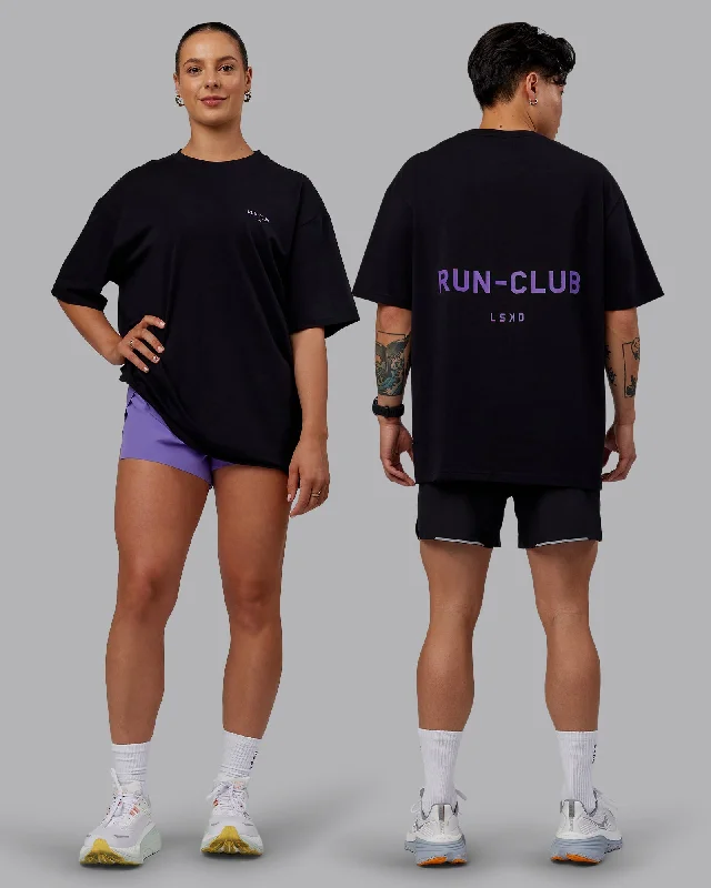 Look And Feel Your Best With Discounted Yoga Clothing Unisex RUN CLUB FLXCotton Tee Oversize - Black-Purple Swirl