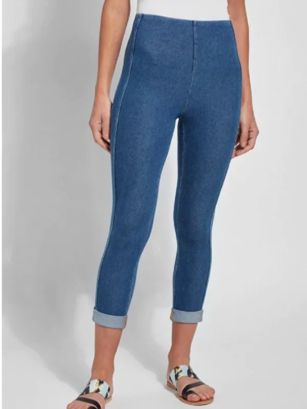 Venice Cuff Crop Legging In Denim