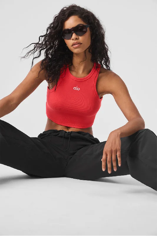 Breathe, Stretch, And Save On Yoga Apparel Aspire Tank - Red Hot Summer/White