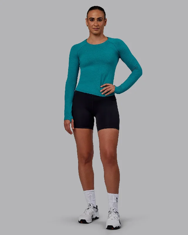 Stretch Your Limits, Not Your Wallet AeroFLX+ Seamless Long Sleeve Tee - Blue Bird Marl Stretch Your Limits, Not Your Wallet AeroFLX+ Seamless Long Sleeve Tee - Blue Bird Marl
