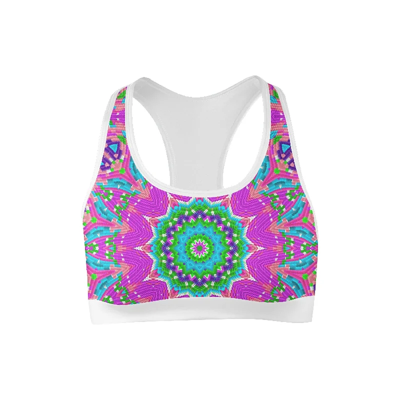 Your Yoga Wardrobe, Upgraded For Less Colorful Block Mandala Sports Bra