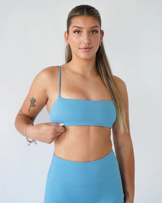 Soft, Stretchy, And Super Affordable Yoga Wear Define Bandeau Sports Bra - Sky