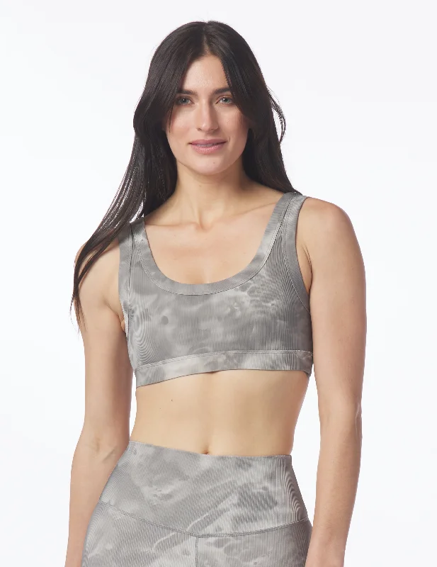 Flow Into Savings With Trendy Yoga Apparel Ease Bra: Silver Fog Lava Dye