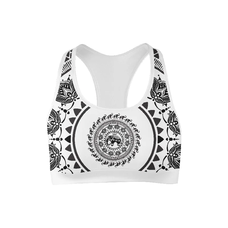 Limited-Time Savings On Yoga Leggings And Tops Elephant Sun Mandala v2 Sports Bra