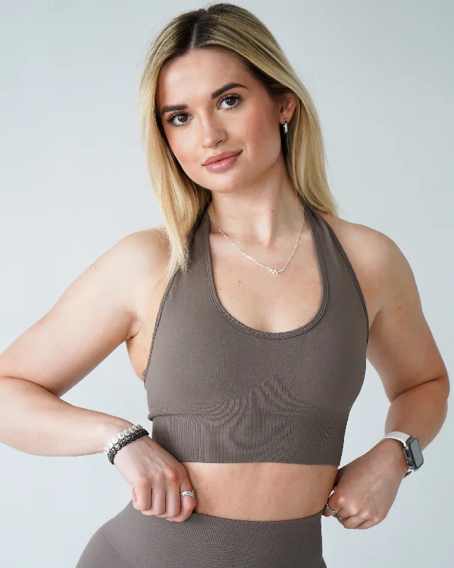 Your Yoga Essentials, Now At Lower Prices Enhance Halter Top -  Cappuccino