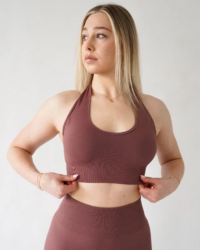 The Perfect Fit At The Perfect Price Enhance Halter Top - Dusty Rose