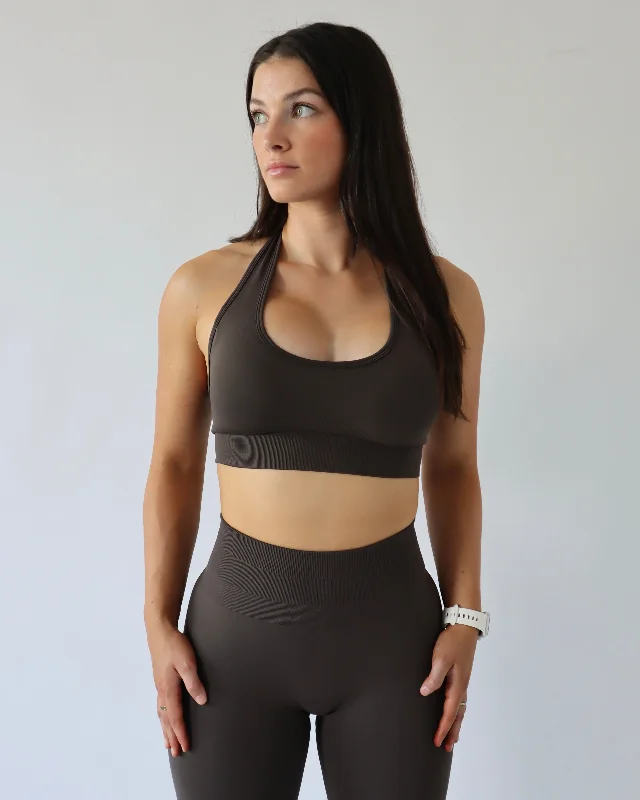 Namaste And Save On Yoga Apparel Enhance Halter Top - Espresso