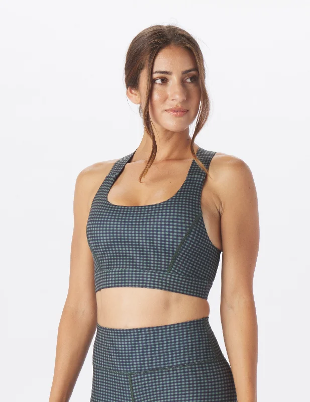 Flex Your Budget With Premium Yoga Clothing Deals Full Force Bra: Black/Chive Gingham Plaid Flex Your Budget With Premium Yoga Clothing Deals Full Force Bra: Black/Chive Gingham Plaid