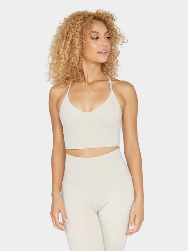 The Best Yoga Wear At The Best Prices Manduka Essence Bra - Sand (Performance Bra - Darted)