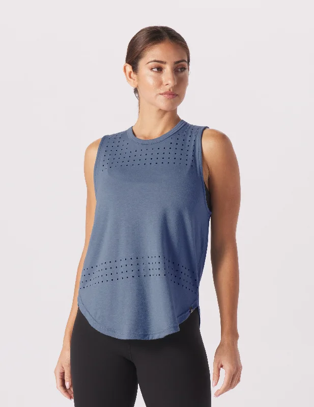 Flexibility Meets Affordability In Our Yoga Wear Sale Mood Tank: Washed Blue