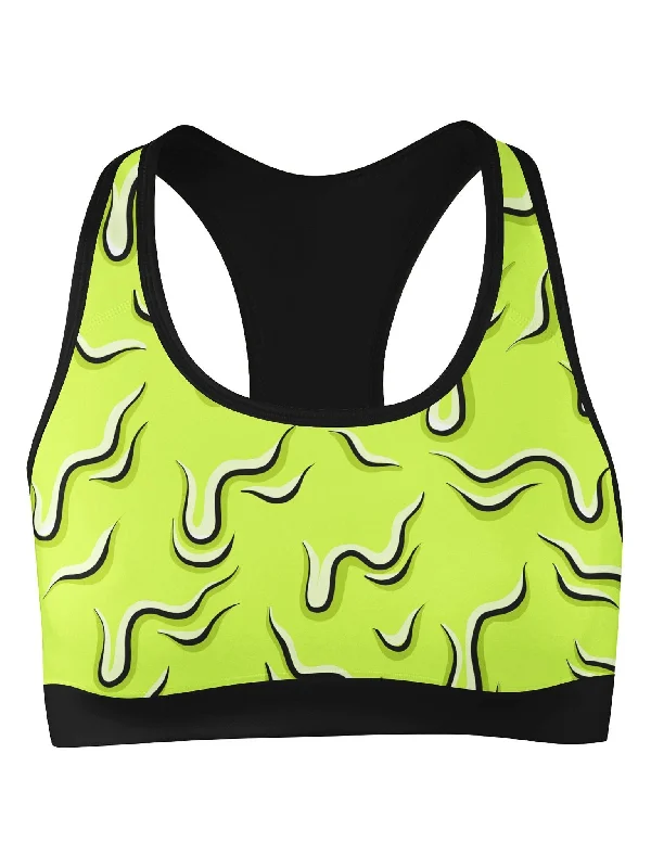 Performance Meets Savings In Our Yoga Wear Sale Neon Drippy (Green) Sports Bra