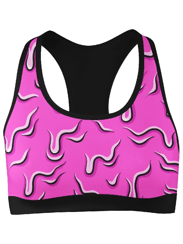 Lightweight, Breathable Yoga Wear At Special Prices Neon Drippy (Pink) Sports Bra