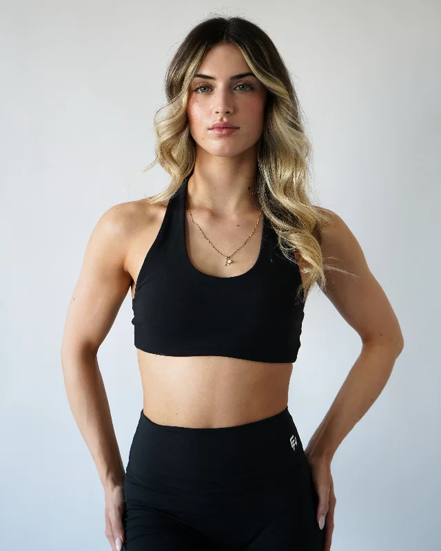 Flexibility Meets Affordability In Our Yoga Wear Sale Performance Halter Top - Black