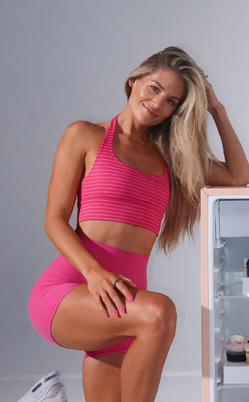 Breathe Easy In Comfortable Yoga Outfits Vitality Pulse™ Halter Bra - Strawberry Milkshake