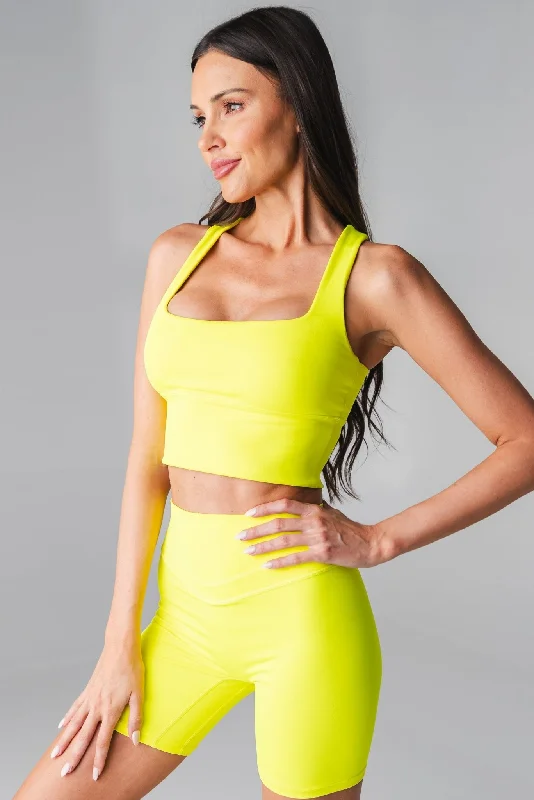 Limited-Time Sale On Stylish Yoga Apparel Vitality Pulse™ Racer Longline - Neon Yellow