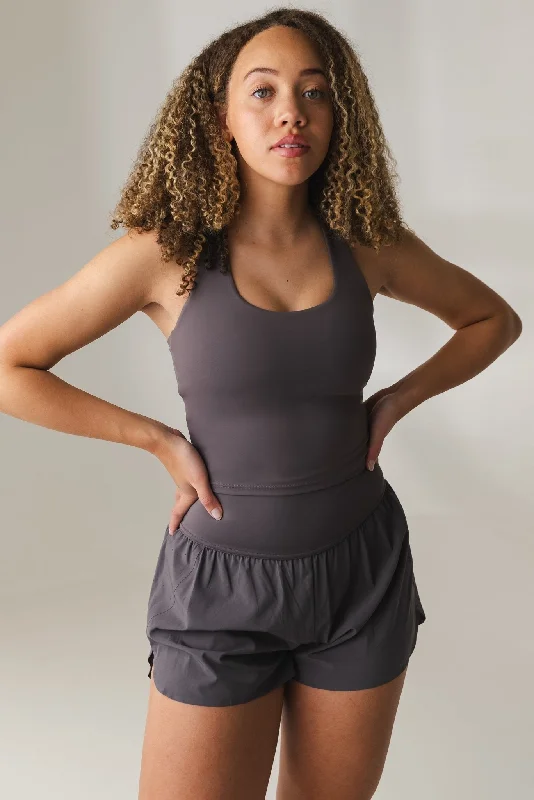 Soft, Stretchy, And Super Affordable Yoga Wear Vitality Revive Racer Tank - Concrete Soft, Stretchy, And Super Affordable Yoga Wear Vitality Revive Racer Tank - Concrete
