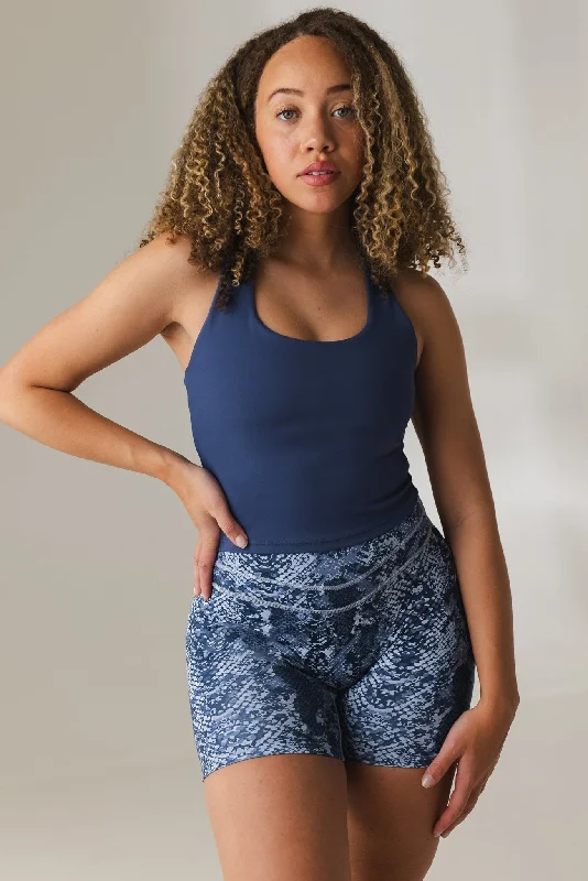 Move With Confidence In Discounted Yoga Outfits Vitality Revive Racer Tank - Indigo