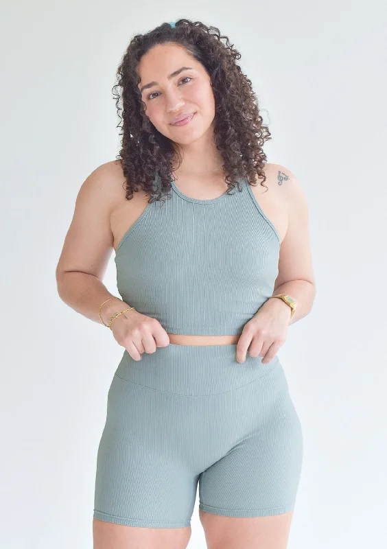 Ribbed Crop Top - Sage Green