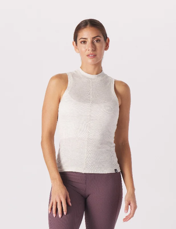 Limited-Stock Sale On Yoga Tops And Leggings Ruby Mock Neck Tank: Oatmilk