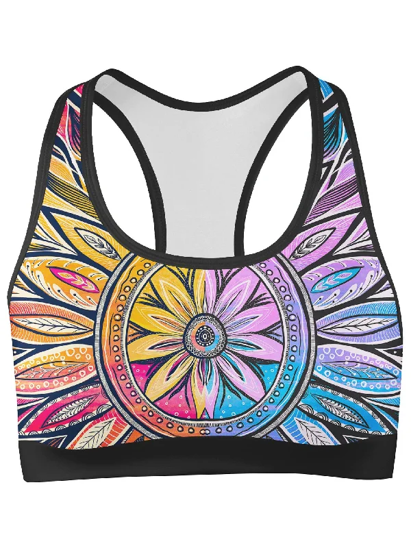 Look And Feel Your Best With Discounted Yoga Clothing Sun & Moon-Ray Mandala Sports Bra