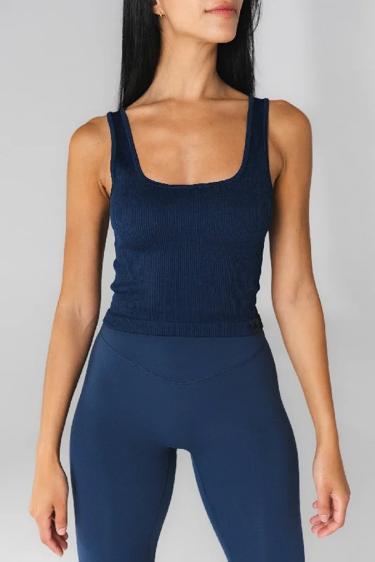 Limited-Time Sale On Stylish Yoga Apparel Vitality Synergy® Square Tank - Navy