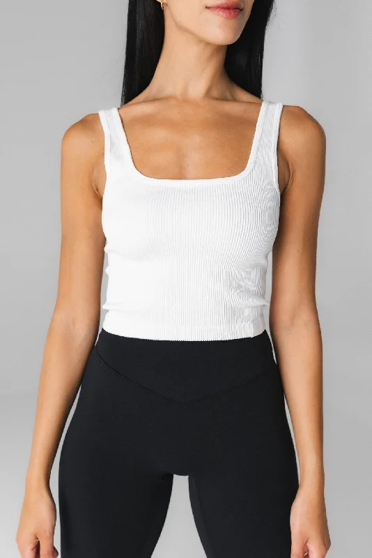 Upgrade Your Yoga Wardrobe For Less Vitality Synergy® Square Tank - Snow