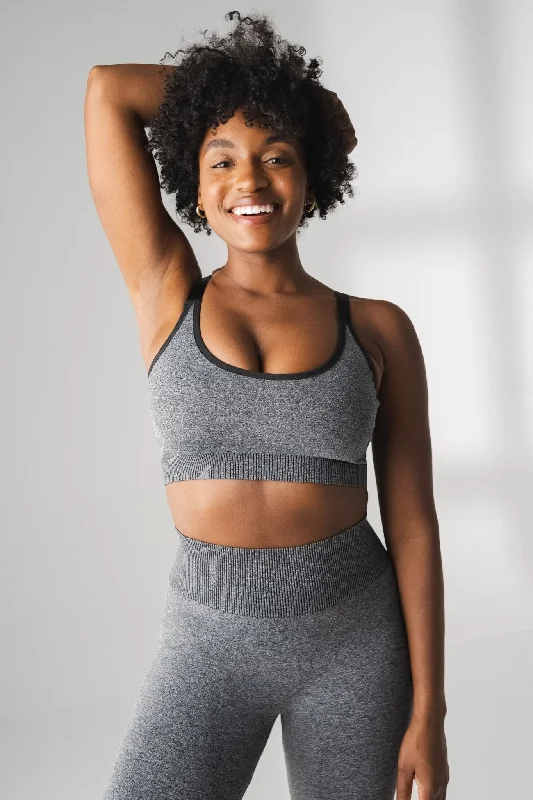 Enhance Your Flow With Stylish Yoga Wear At Great Prices Vitality Formation Scoop Bra - Midnight Heather Enhance Your Flow With Stylish Yoga Wear At Great Prices Vitality Formation Scoop Bra - Midnight Heather