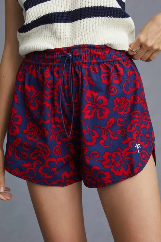 Stretch In Style With Budget-Friendly Yoga Wear Aloha Pull On Drawstring Shorts In Navy Stretch In Style With Budget-Friendly Yoga Wear Aloha Pull On Drawstring Shorts In Navy