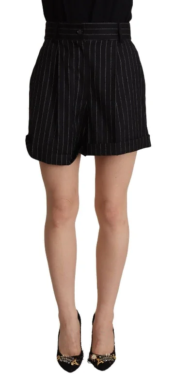 Upgrade Your Yoga Wardrobe For Less Dolce & Gabbana Elegant High-Waisted Striped Bermuda Women's Shorts Upgrade Your Yoga Wardrobe For Less Dolce & Gabbana Elegant High-Waisted Striped Bermuda Women's Shorts