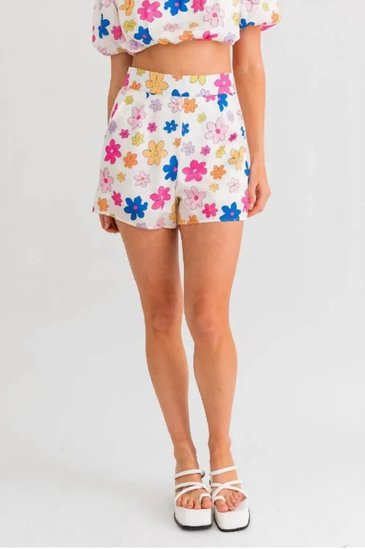 Comfortable, Stylish, And Now More Affordable Multi Color Floral Shorts In Multi-Colored