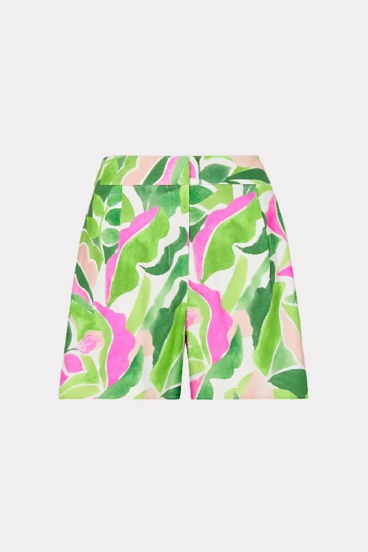 Elevate Your Style And Practice For Less Painted Bloom Linen Short In Leaf Multi