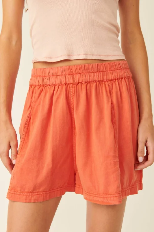 Stretch, Move, And Save On Yoga Clothing Poplin Pull On Short In Orange