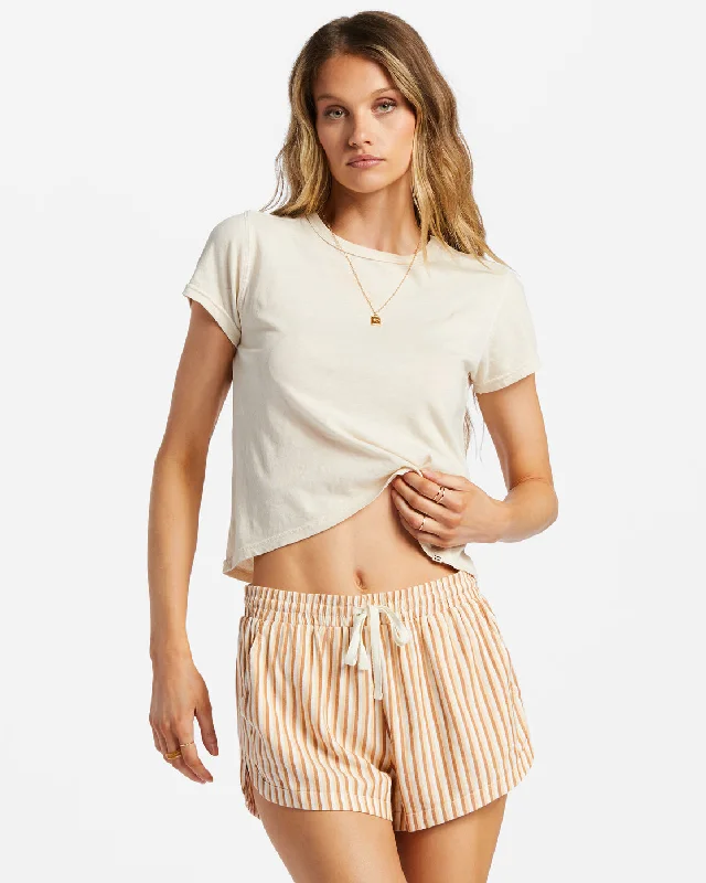Affordable Yoga Fashion For Every Pose Road Trippin Elastic Waist Shorts - So Tan