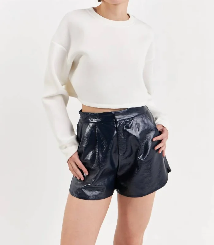 Affordable Activewear Designed For Movement Shiny Pu Shorts In Navy